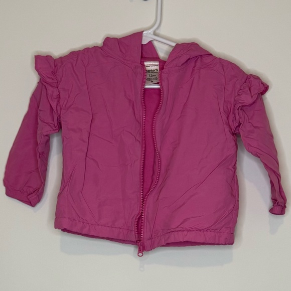 Carter’s Pink Ruffle Shoulder Hooded Jacket - Picture 2 of 4